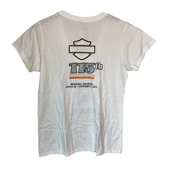 Harley-Davidson Size L 115th Anniversary Womens V-Neck T-Shirt NWT - Picture 2 of 3